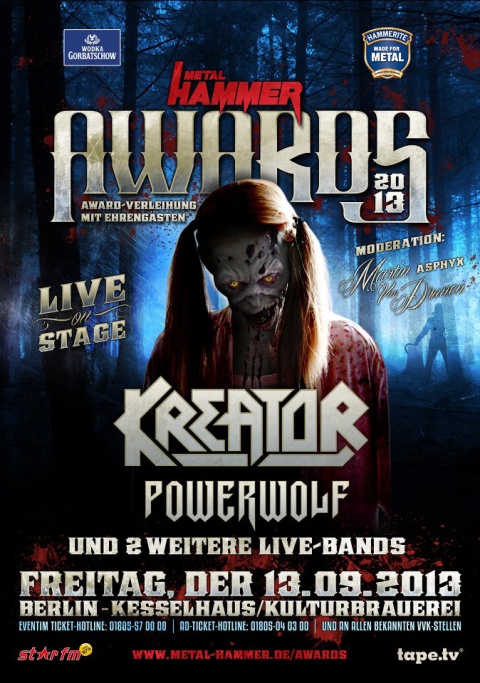 Metal Hammer, Germany, Award Show, Metallica, Motorhead, Kreator, Powerworlf, zombie, awards, 2013, metal, punk, death metal, design